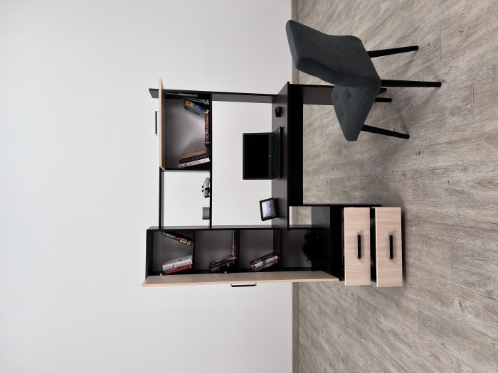 Компьютерный стол Квартет-9 (К), Дуб крафт золотой/Кашемир