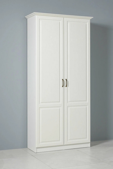 Ливерпуль Шкаф для одежды + карниз, ясень ваниль/белый