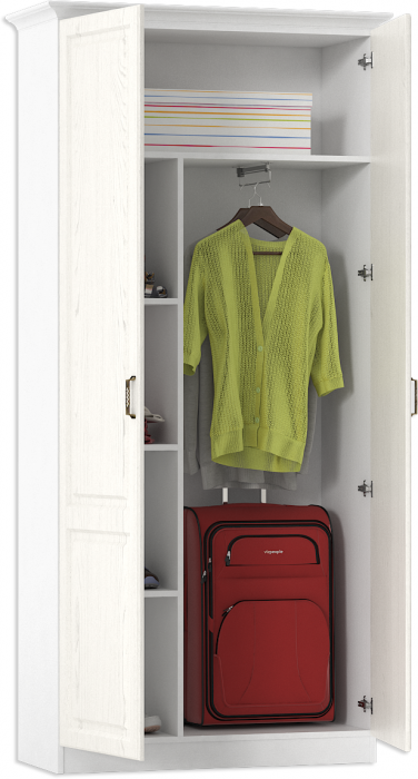 Ливерпуль Шкаф для одежды + карниз, ясень ваниль/белый