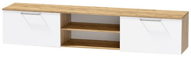 Тумба-2 под ТВ подвесная "Иннэс-7", Крафт золотой/Белый