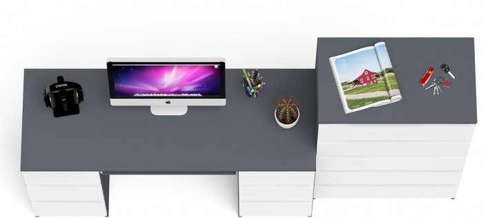 Мори компьютерный стол МС-2 + Комод МК700.5, графит/белый