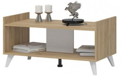 ИРИС СТ-03 Стол журнальный (935х465х500) белый/дуб крафт золото