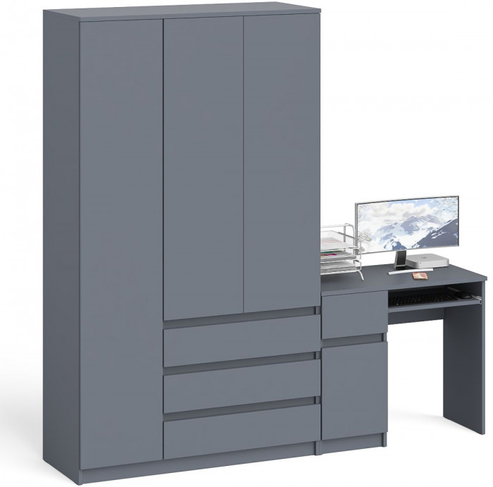 Мори компьютерный стол МС-1 левый + Шкаф МШ1200.1, графит