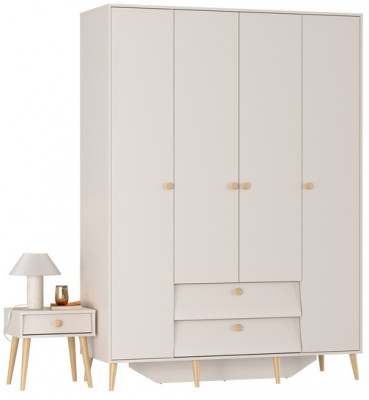 Афина Спальня Шкаф 4-х дверный + Тумба прикроватная, кашемир серый