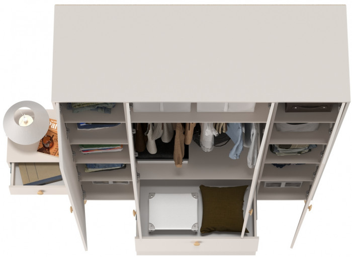 Афина Спальня Шкаф 4-х дверный + Тумба прикроватная, кашемир серый