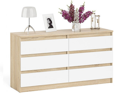 Мори Комод МК1380.6, цвет дуб сонома/белый, ШхГхВ 138х41х73 см.