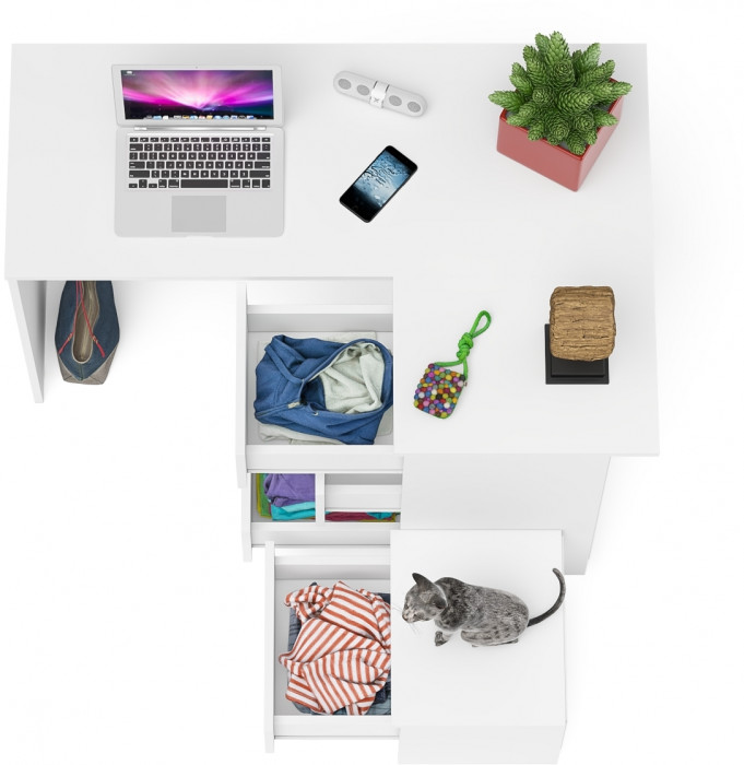 Мори Стол компьютерный МС-16 правый + Тумба ТМП400.1, цвет белый, ШхГхВ 164,8х84,9х76,6 см., выдвижные ящики справа, НЕ универсальная сборка