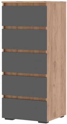 Хелен КМ 03 Комод 502 5 ящиков (0,502х1,188х0,460) серый графит/дуб крафт золото