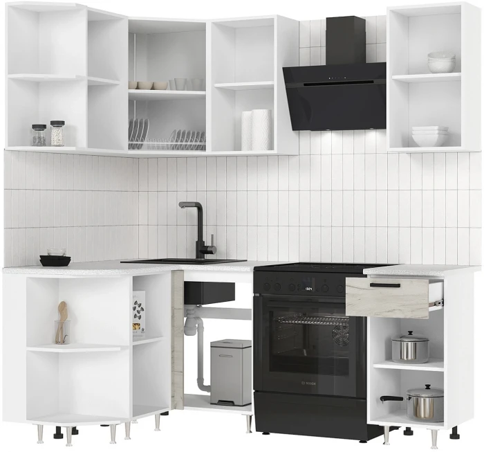 ЛДСП Кухня Рио NEW 2,0х1,3м дуб крафт белый (антарес)