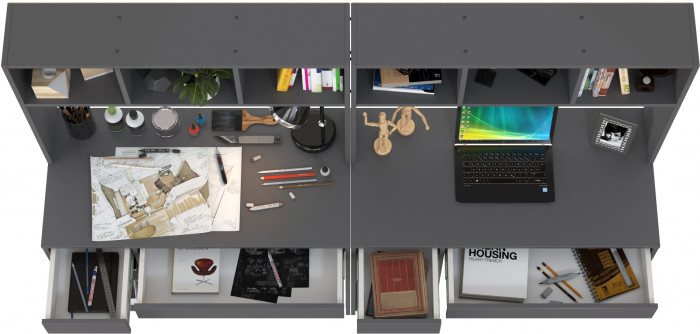 компьютерный стол Комфорт 12.77F + компьютерный стол Комфорт 12.77F, тёмно-серый