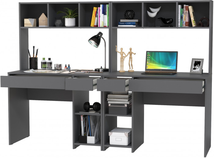 компьютерный стол Комфорт 12.77F + компьютерный стол Комфорт 12.77F, тёмно-серый