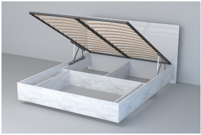 Кровать 1,6 арт.031 (ЛДСП) ПМ (Бетон Светлый/Белый Глянец)