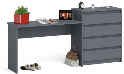 Мори Стол письменный МСП1200.1 + Комод МК800.4, цвет графит, ШхГхВ 200,8х50х94 см., универсальная сборка