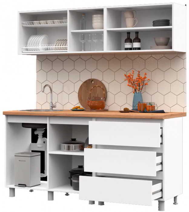 Кухня Хелен 1,7 белый/белый