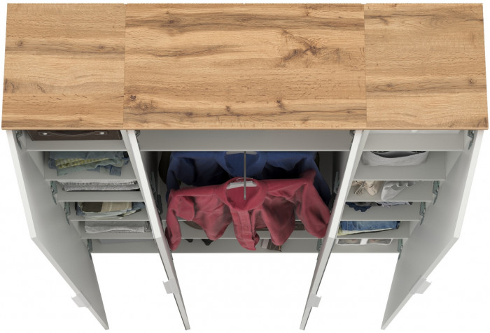 Октава Набор шкафов 01, белый шагрень/дуб крафт золотой/фасады МДФ белый шагрень