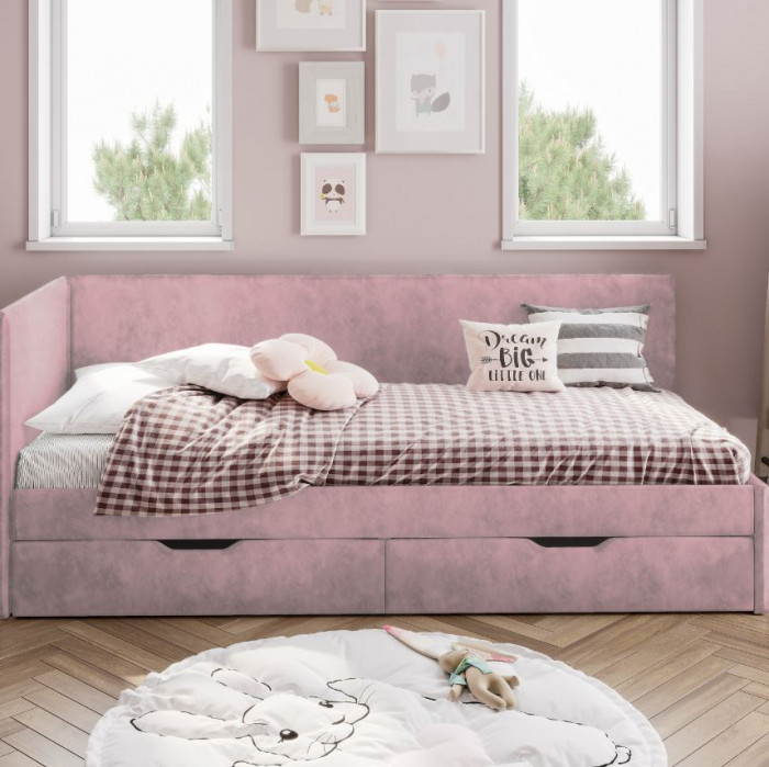 Кровать односпальная "Лео" КР-49 Белый/Шарли пинк