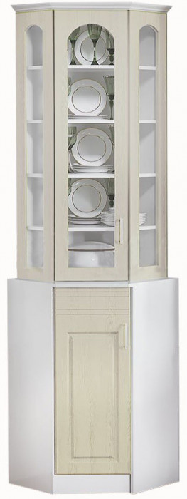 Буфет Констанция угловой (Белый матовый / голубой)