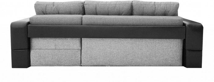 Диван-кровать раскладной еврокнижка, угловой Манчестер, с подсветкой, ширина спального места 160 см, рогожка/экокожа, серый