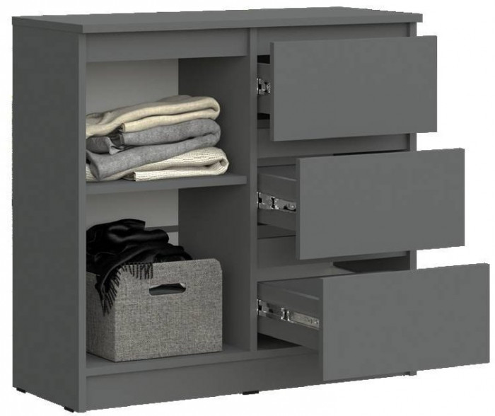 Челси Комод 800 (3 ящик 1 дверь) (Графит, Графит)