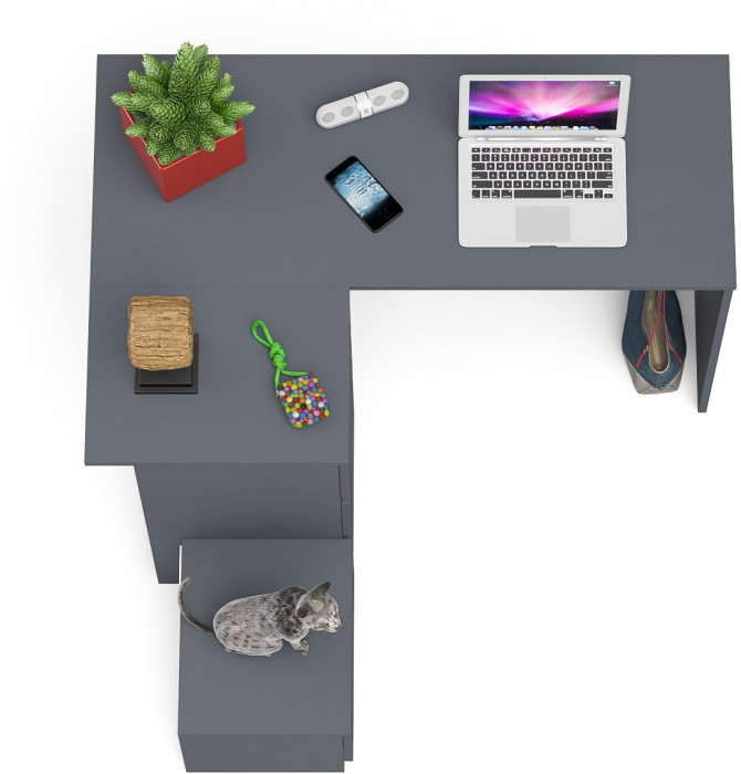 Мори компьютерный стол МС-16 левый + Тумба ТМП400.1, графит