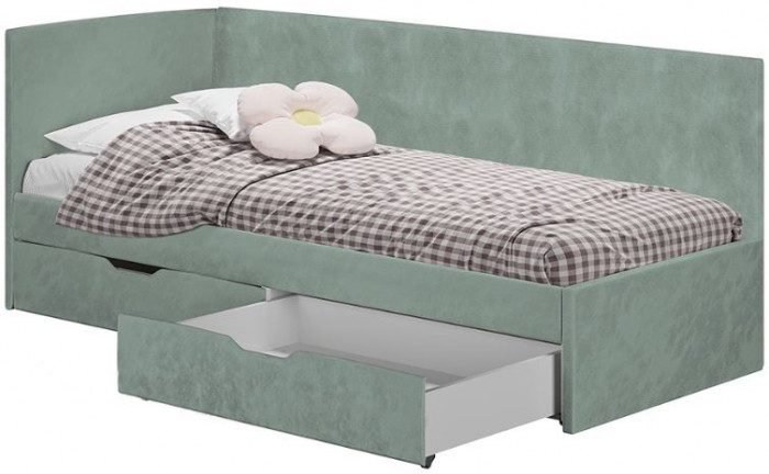 Кровать односпальная "Лео" КР-49 Белый/Эвкалипт