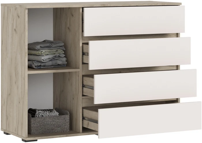 Норд Комод 1 дверь 4 ящика (1200), Крафт серый/Кашемир