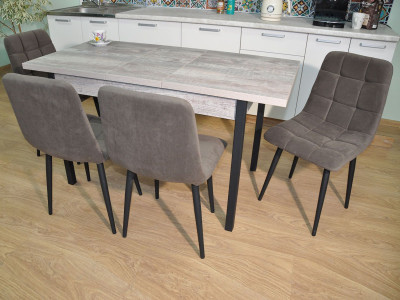 Обеденная группа Колорадо / Стул Х 4 шт. / Бетон темный/черный / бид 08