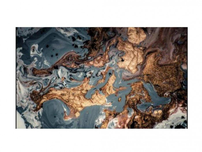 Нью йорк фотопечать стол обеденный раздвижной / мрамор космос/дуб молочный/металлик