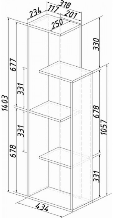Стеллаж Бейсик 1, венге/лоредо