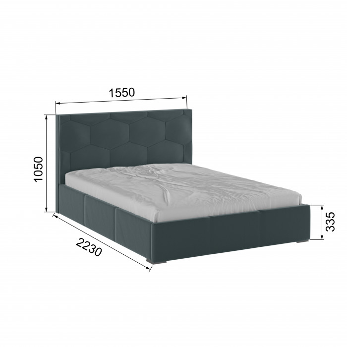 Манука Кровать интерьерная 140 серый, ортопед