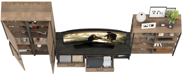 Трувор Гостиная 030, цвет дуб гранж песочный/интра, ШхГхВ 329,4х45,4х210 см., универсальная сборка