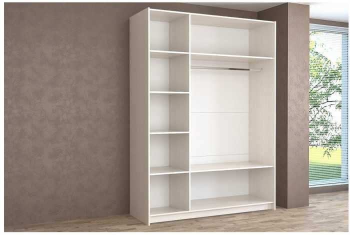 Шкаф-купе Иннэс-5 1600 Ф1/Ф1, Белый глянец