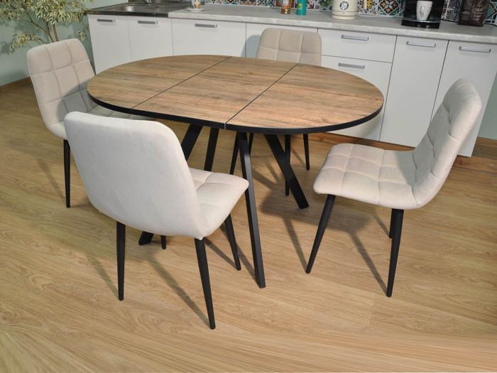 Обеденная группа Нарди / Стул Х 4 шт. / Дуб Веллингтон/черный / бид 01