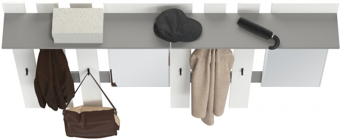 Лира ГК 2-3814+2-3814графбел Вешалка с зеркалом, графит/белый