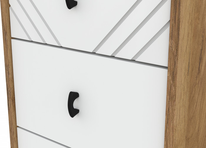 Комод 5 ящиков Байкал, Дуб золотой, Белый матовый