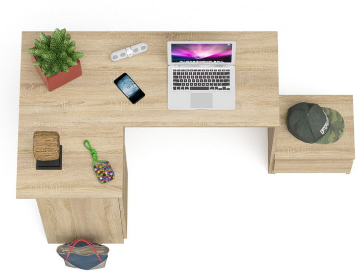 Мори компьютерный стол МС-16 левый + Тумба ТМП400.1, дуб сонома