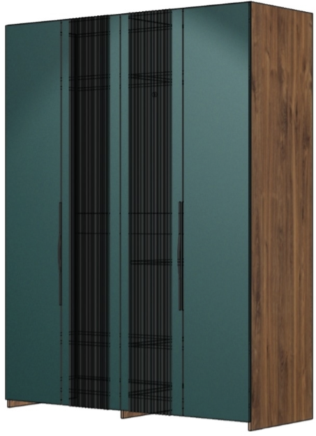 Шкаф для одежды 4-х дверный "Герта" - Дуб канзас/Зеленый матовый