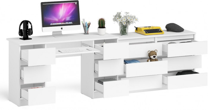 Мори компьютерный стол МС-2 + Комод МК1200.6, белый