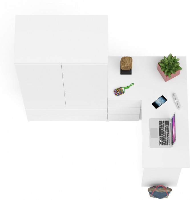 Мори Стол компьютерный МС-16 левый + Шкаф МШ900.1, цвет белый, ШхГхВ 214,8х84,9х179,6 см., выдвижные ящики слева, НЕ универсальная сборка