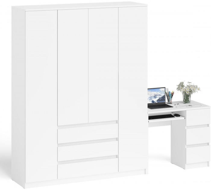 Мори Стол компьютерный МС-6 правый + Шкаф МШ1600.1, цвет белый, ШхГхВ 250,4х50,4х209,6 см., выдвижные ящики справа, НЕ универсальная сборка
