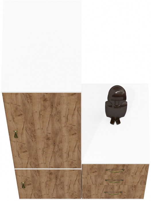 Лидер-8 Пенал МД 23Б + Тумба МД 3.16, белый шагрень/крафт золото