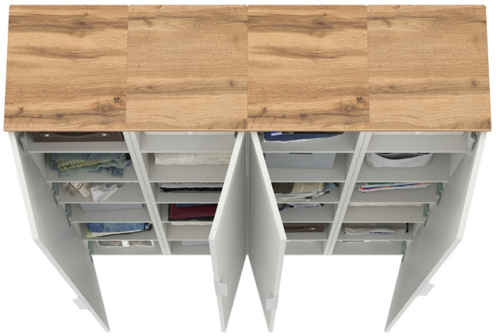 Октава Набор шкафов 45, белый шагрень/дуб крафт золотой/фасады МДФ белый шагрень