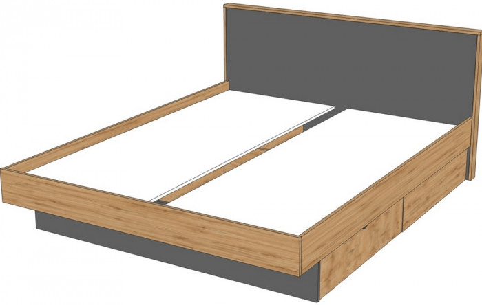 Кровать полутороспальная 120х200 "Мишель" - Дуб наварра/Бетон пайн светлый