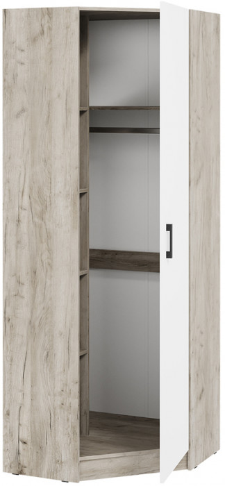 Шкаф угловой Вега, Дуб крафт серый, Белый