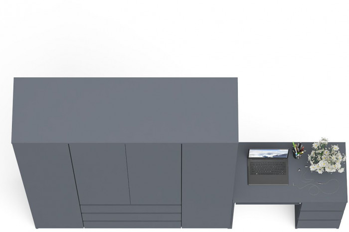 Мори Стол компьютерный МС-6 правый + Шкаф МШ1600.1, цвет графит, ШхГхВ 250,4х50,4х209,6 см., выдвижные ящики справа, НЕ универсальная сборка