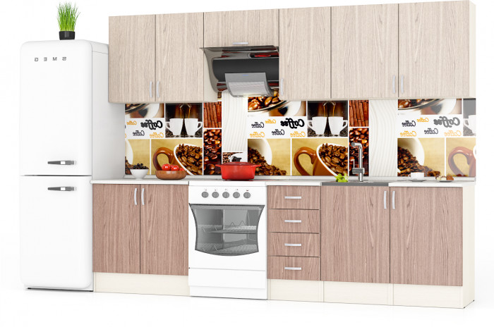 Кухня Мери 09 ШВ500+ШВ500+ШВ400+ШВв600+ШВ800+ШН500+ШНМ500+ШН4Я400+ШН800, дуб/ясень шимо светлый/тёмный