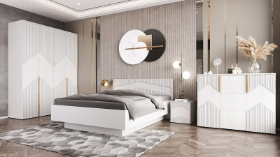 Модульная спальня "Оливия" - Белый текстурный/Ясень белый