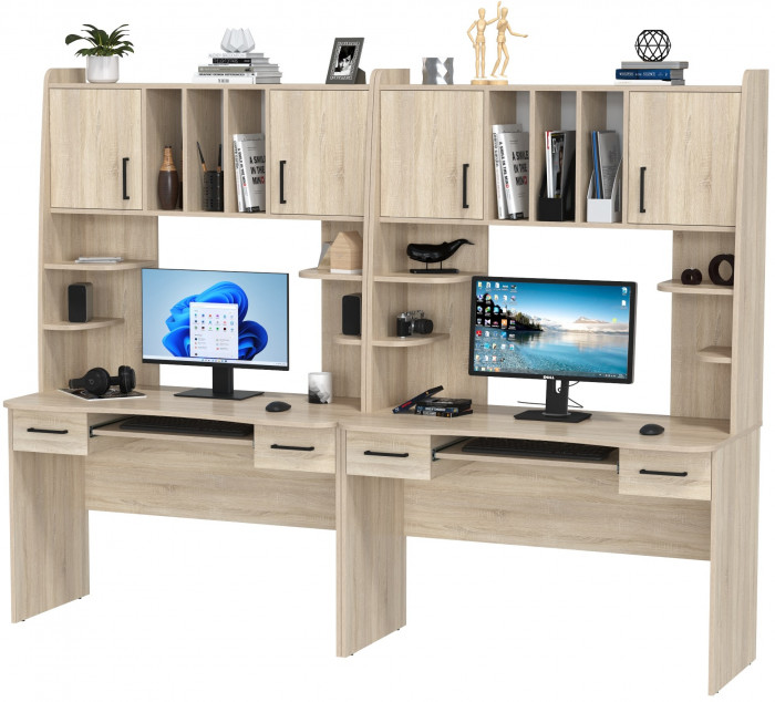 Два стола рабочих 6-0604дубсон Бета, дуб сонома