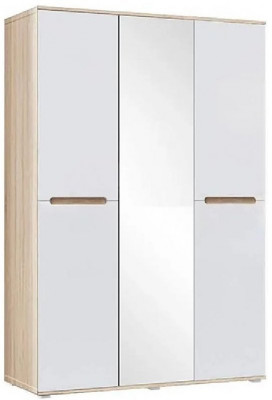 Ким Шкаф для одежды 3-дверный (Сонома / Белый глянец)