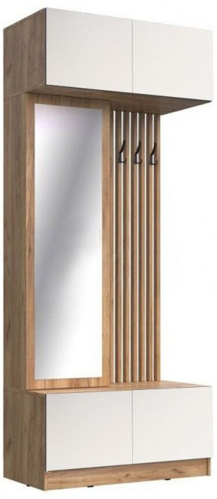 Модульная прихожая Роджина, крафт Золотой/ Белый глянец (Дуб Крафт Золотой, Белый глянец)